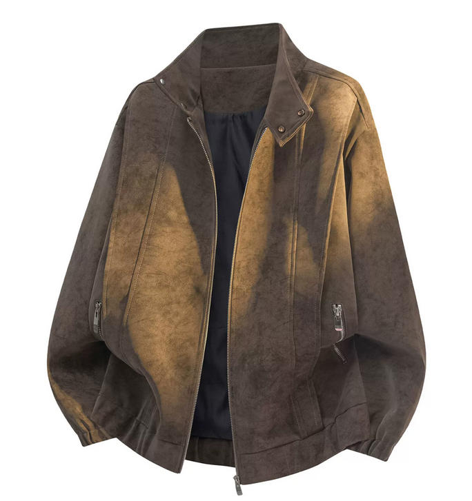 WASSUP ERIKA美式复古pu皮衣外套男士春秋季潮牌休闲宽松机车夹克